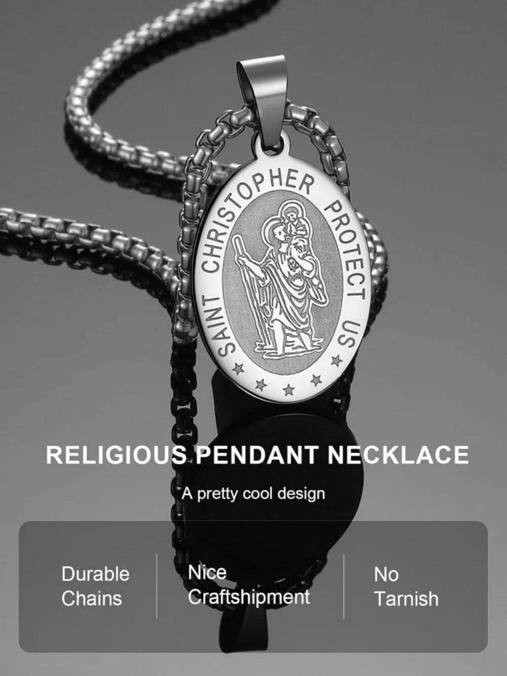 Men's Archangel Protection Pendant Necklace, Stainless Steel & Gold Plated